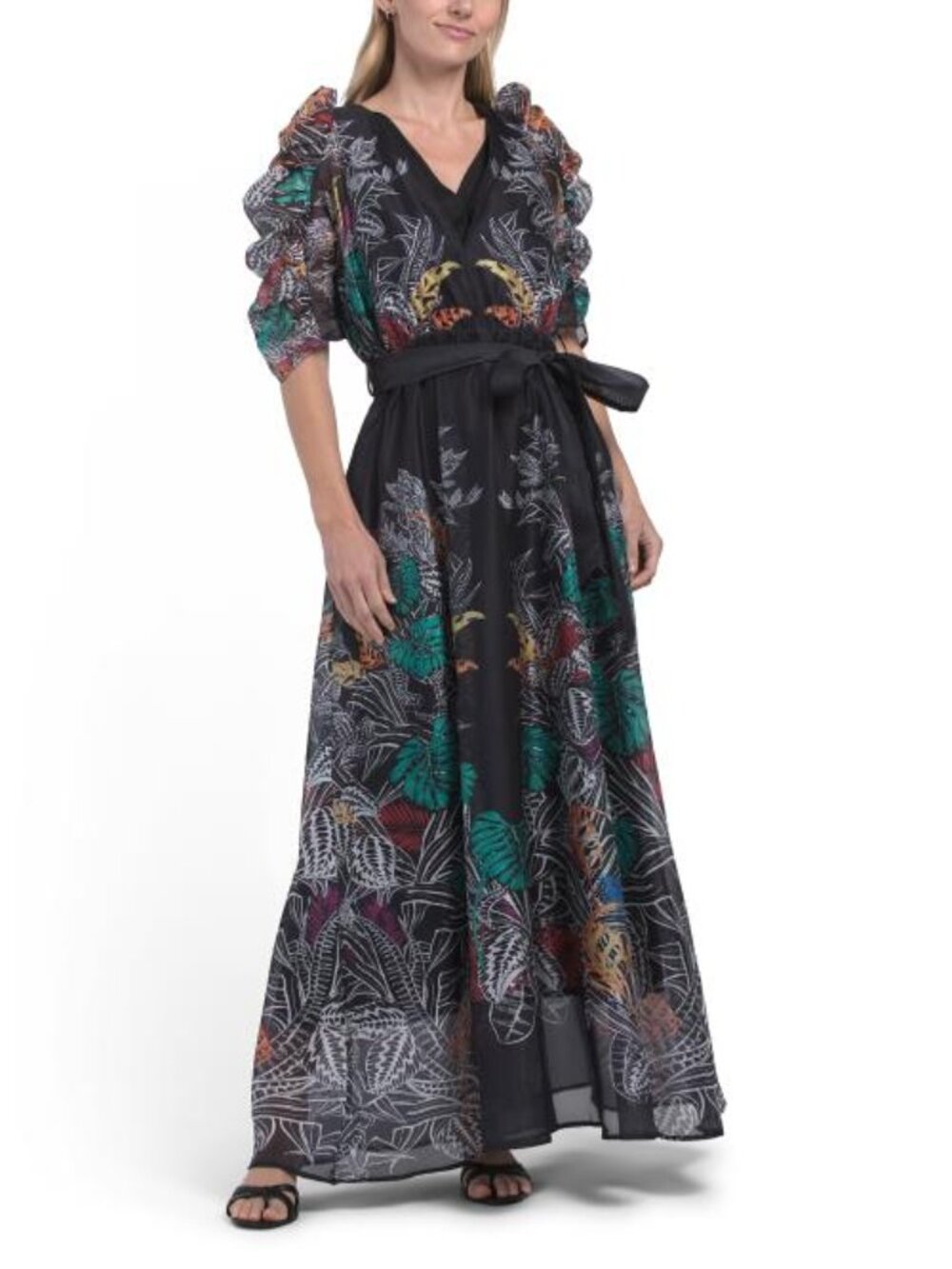 NANCY YANG Floral V-neck Dress